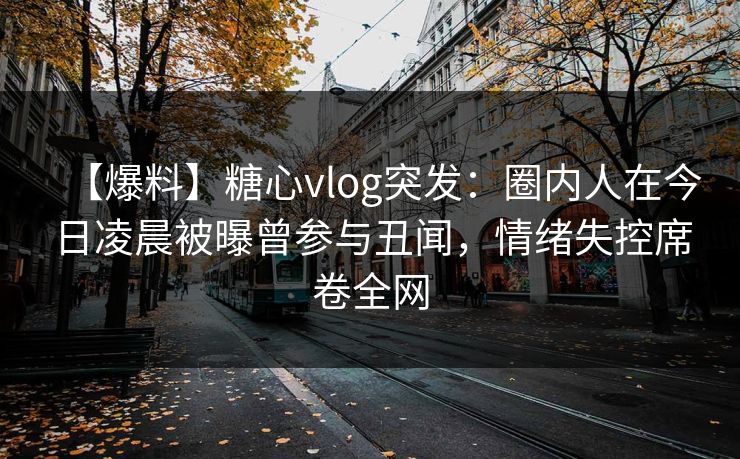 【爆料】糖心vlog突发：圈内人在今日凌晨被曝曾参与丑闻，情绪失控席卷全网