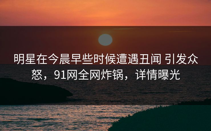 明星在今晨早些时候遭遇丑闻 引发众怒，91网全网炸锅，详情曝光