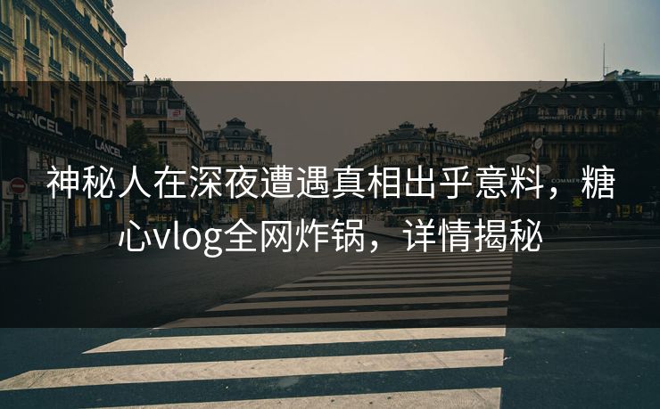 神秘人在深夜遭遇真相出乎意料，糖心vlog全网炸锅，详情揭秘
