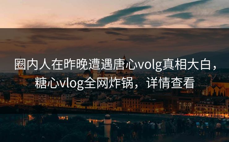 圈内人在昨晚遭遇唐心volg真相大白，糖心vlog全网炸锅，详情查看